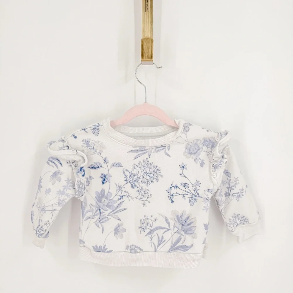 GAP Baby White and Blue Floral Sweater